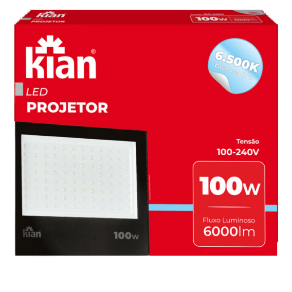 Refletor Led 100W 6.500K Branca Fria Bivolt Kian