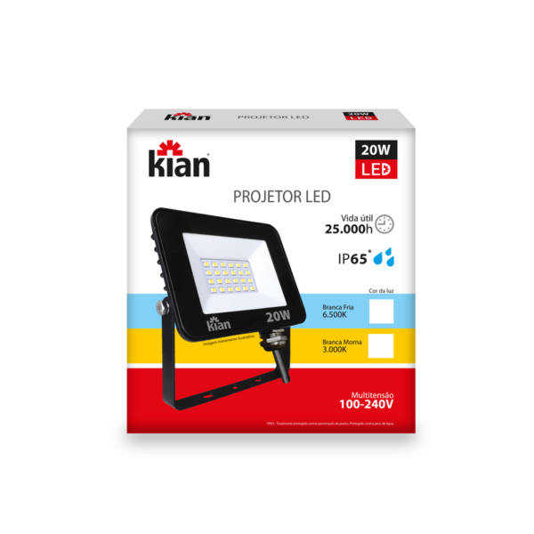 Refletor Led 20W 6.500K Branca Fria Bivolt Kian